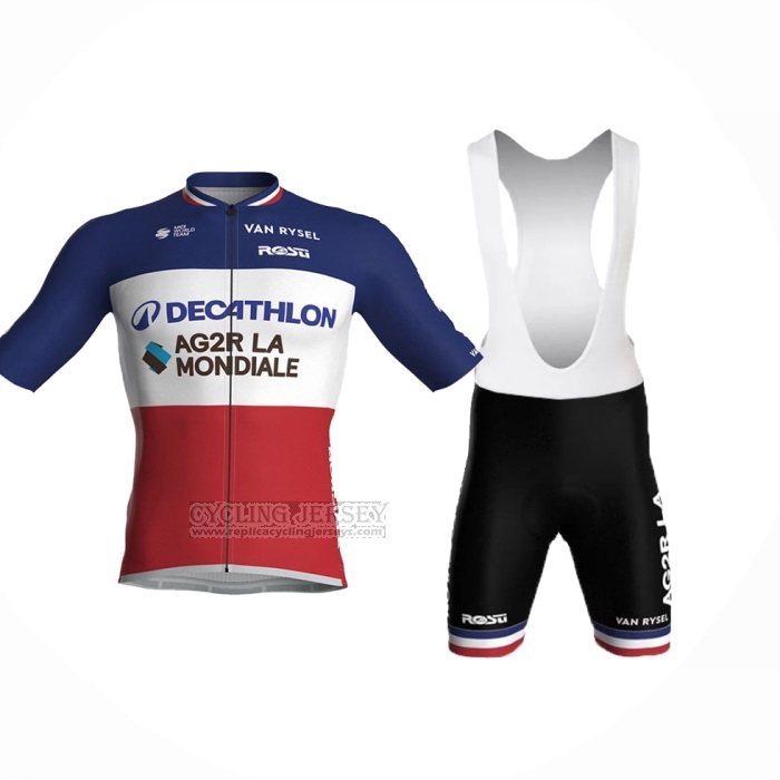 2024 Cycling Jersey Ag2r La Mondiale Red White Blue Short Sleeve And Bib Short